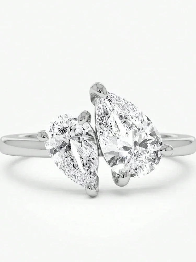 Asglam 925 Sterling Silver Simple Classic Zircon Water Drop Ring For Women Engagement Wedding Luxury High Quality Fine Jewelry